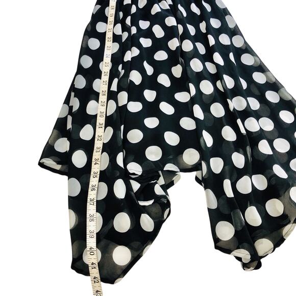 Maurices Fit & Flare Blue White Polka Dot Sundress Layered Handkerchief Hem - Picture 9 of 16